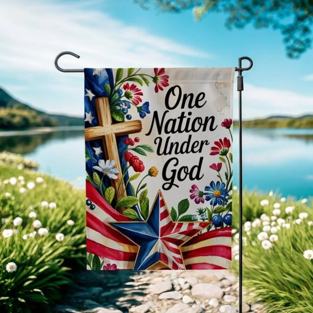 4th of July One Nation Under God Garden Flag